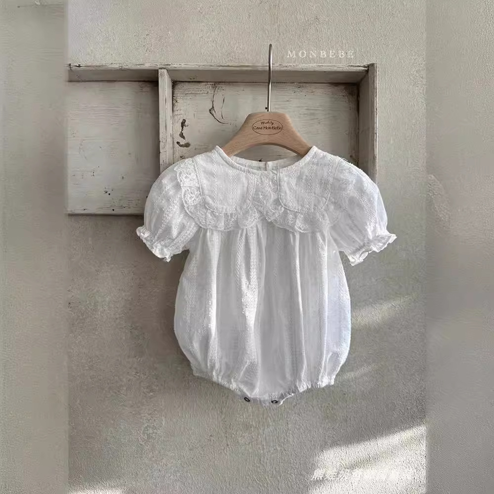Ropa de verano para bebés delgada ropa infantil coreana ropa de verano para niños niñas collar de encaje camiseta para niños