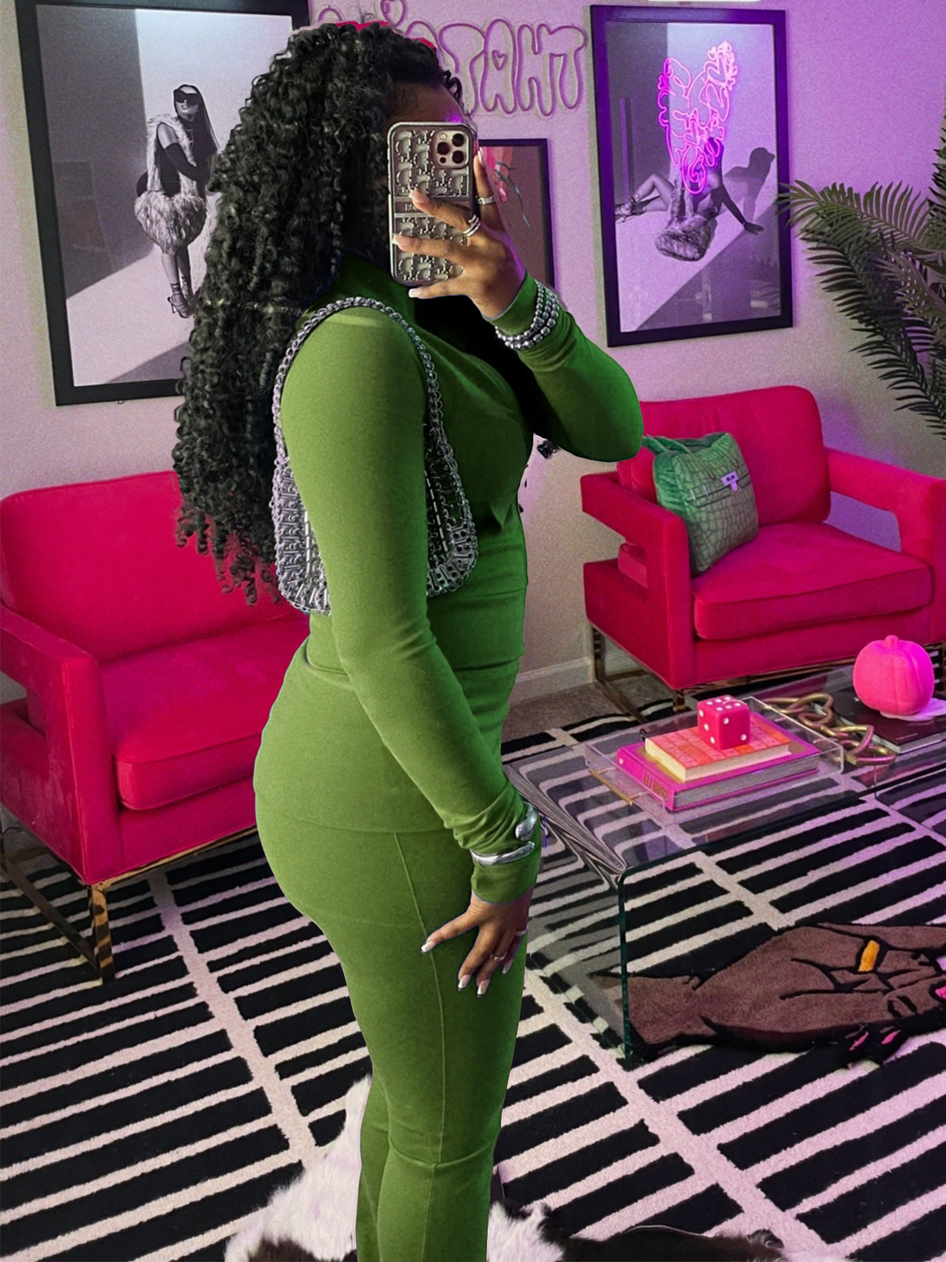 Women Clothing Sports Casual Tight Zipper Low Waist Fold Slightly Flared Fleece Lined Two Piece Sets