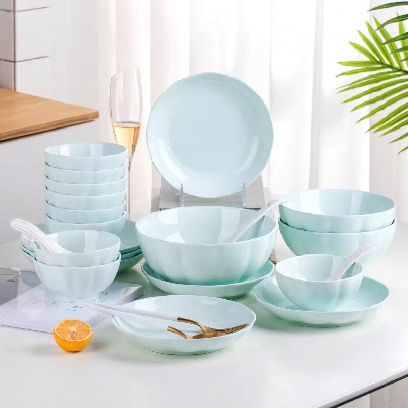 Creative Japanese Style Simple Ceramic Household Tableware Pumpkin Bowl Rice Bowl Personalized Fruit Plate Dish Noodle Bowl