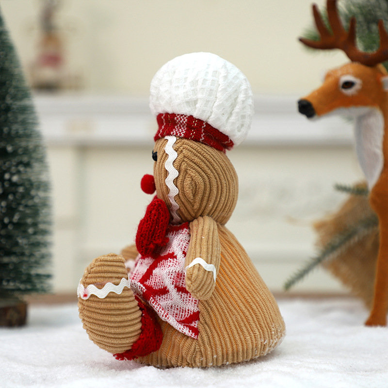 Cross-border Christmas gingerbread man sitting doll cartoon chef hat cookie man scene layout decorative pendant fabric