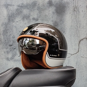 ORZ Motorcycle Retro Helmet Men and Women Half Helmet Cruise 3/4
