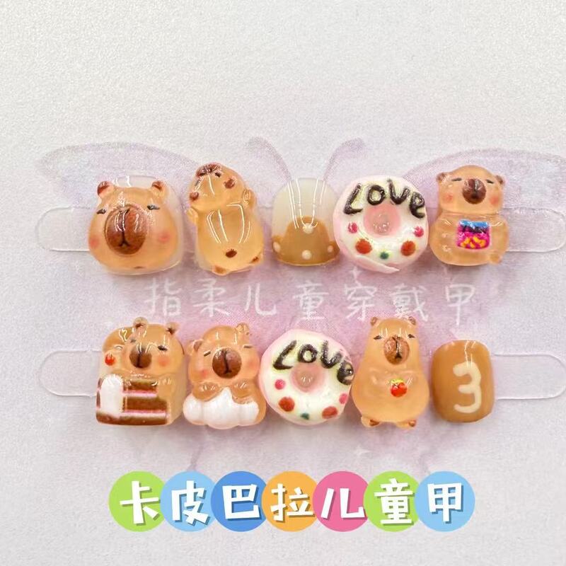 Purely Handmade Girls' Short Cartoon Three-Dimensional Capybara Nail Stickers Removable Nail Stickers 011 Purely Handmade Girls' Short Cartoon Three-Dimensional Capybara Nail Stickers Removable Nail Stickers 011