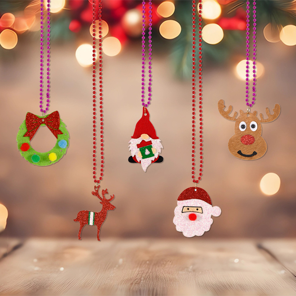 Adornos navideños Collar de muñeco de nieve de alces Decoración de fiesta para niños Cadena de cuentas galvanizadas Cuerda colgante de árbol de Navidad para ancianos