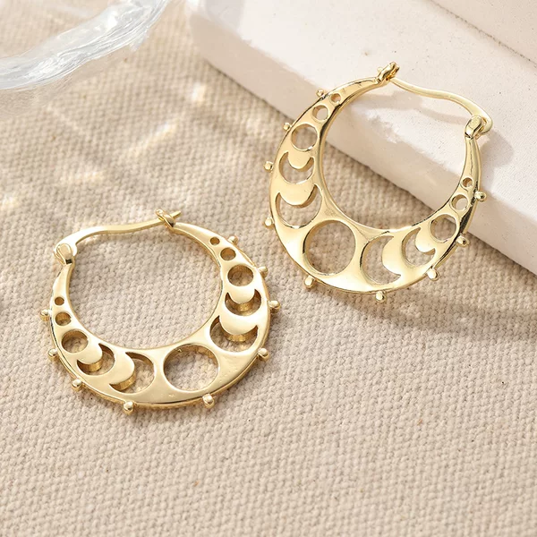 Morning Moon Cross-Border Earrings Retro Classic Couple-Style Hoop Earrings One Piece Dropshipping Bohemian Style