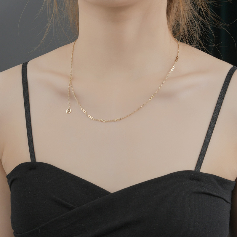 French Style Simple Style 14k Gold Malachite Stainless Steel Necklace Female Trend New Versatile Clavicle Chain Accessories display picture 8