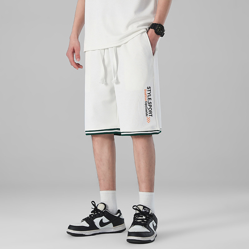 Al por mayor transfronterizo deportivo de ocio de verano de mangas cortas pantalones elásticos de cinco puntos de hombre de punto sueltos pantalones rectos image 25