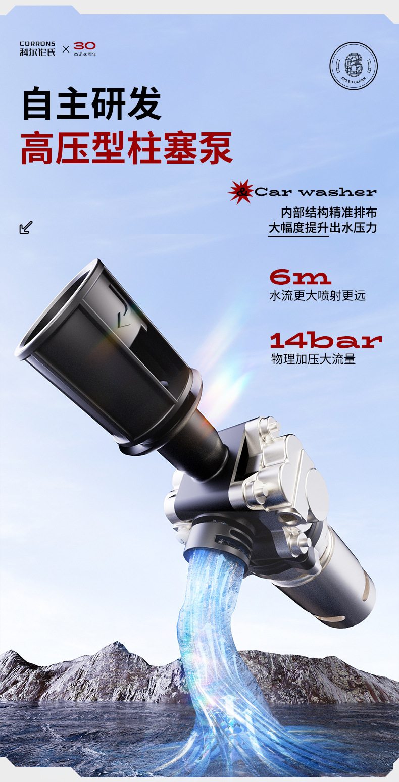 Jie Nuo Wireless Car Washer High-Pressure Water Gun Household Electric Lithium Battery Rechargeable Powerful New Booster Cleaning Gun