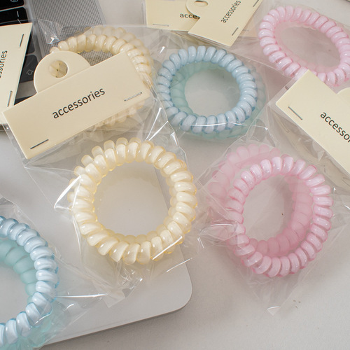2 Pack Gel Color Phone Cords for Summer Sanding Headbands Invisible Elastic Hair Ties Hair Accessories Wholesale for Women
