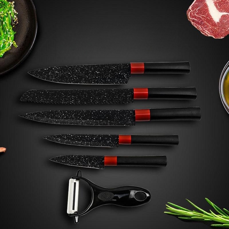 Seis piezas de verduras y carne de corte cuchillo de cocina cuchillo de fruta chef pelador de cocina cuchillo de hogar cuchillo de regalo traje