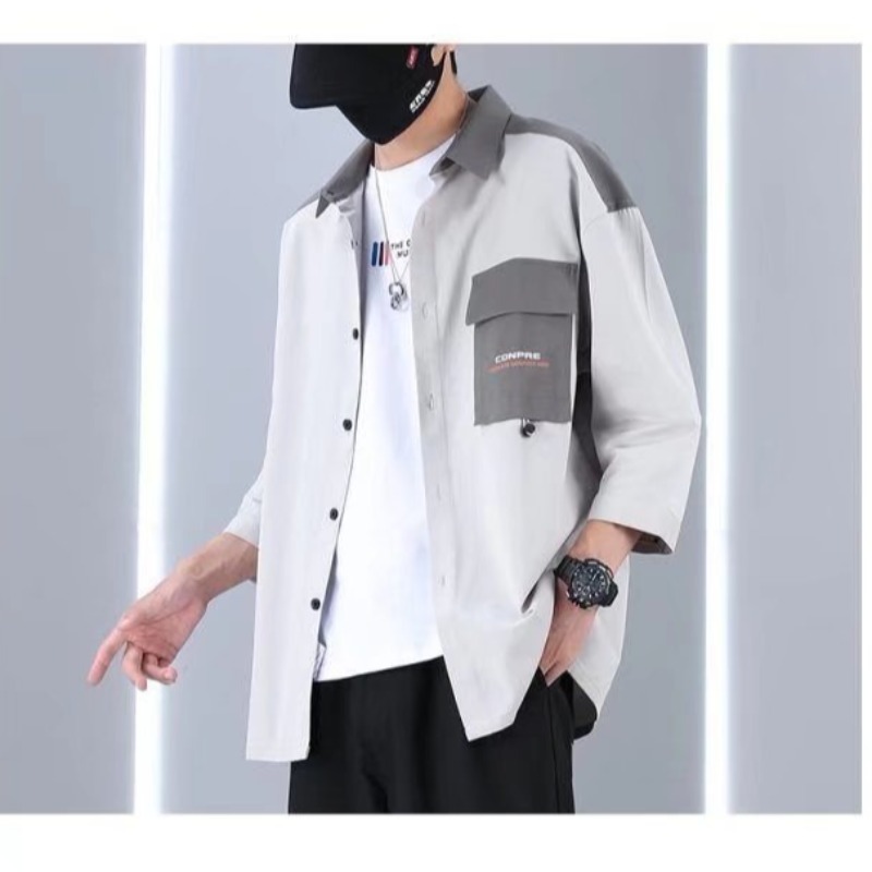 Ropa DE TRABAJO suelta de verano camisa de manga tres cuartos suelta casual volantes guapo media manga camisa de manga corta abrigo moda al por mayor