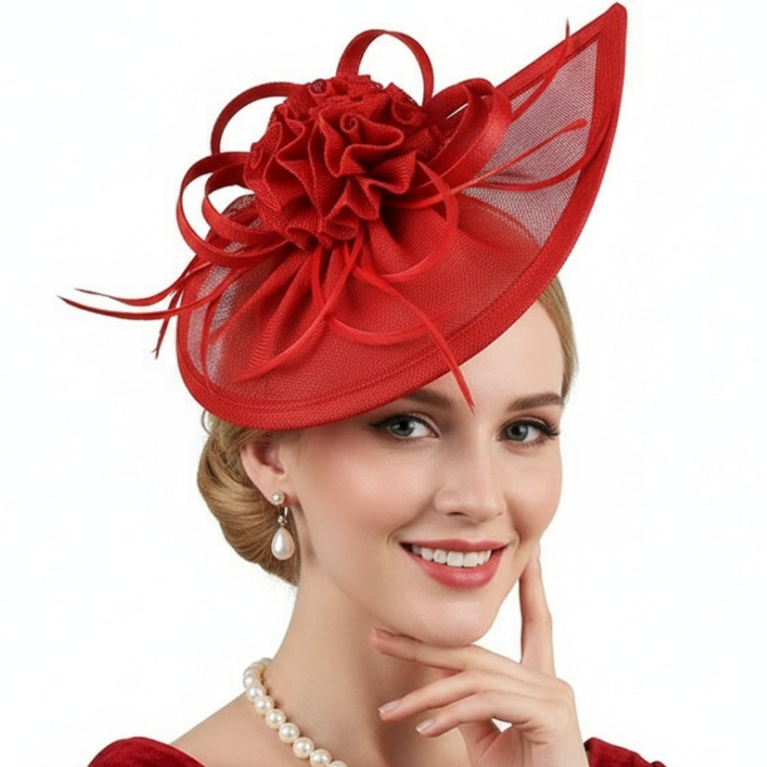 Cross-Border New Retro Imitation Linen Bridal Fashion Headband Jockey Club Headwear Celebrity Evening Dress Small Hat Headband