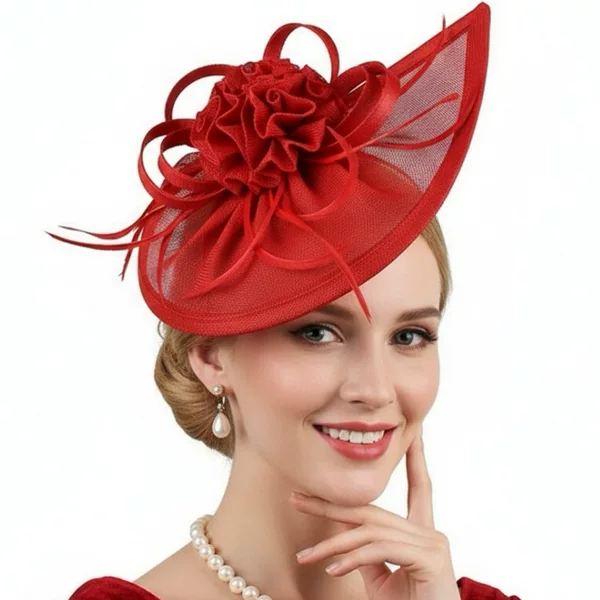 Cross-Border New Retro Imitation Linen Bridal Fashion Headband Jockey Club Headwear Celebrity Evening Dress Small Hat Headband