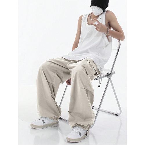 Cross-border men's work casual pants for spring and autumn, new straight-leg utility pants with multiple pockets, loose trendy versatile long pants