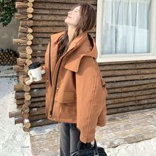 2025年冬季新款韩版短款高级感棉服女连帽设计感宽松休闲加厚外套