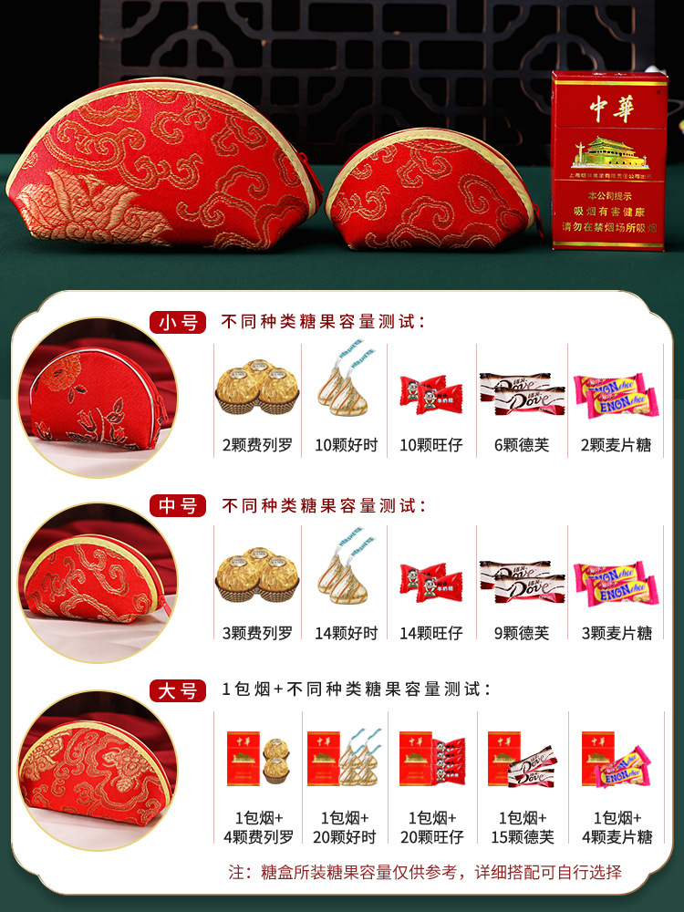 喜糖盒結婚糖盒元寶拉鏈糖果袋中式婚禮喜糖袋子感免摺疊包裝