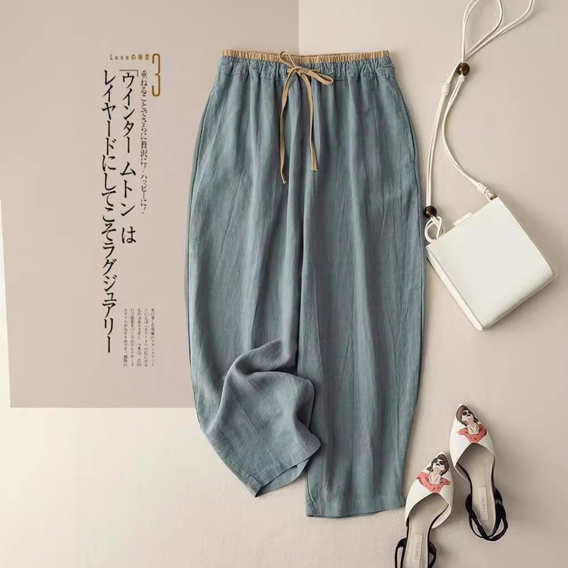 Black Slimming 2026 Retro Commuter Pants Simple Style Cotton Linen Wide-Leg Casual Pants Women's Loose Drape Straight Pants Black Slimming 2026 Retro Commuter Pants Simple Style Cotton Linen Wide-Leg Casual Pants Women's Loose Drape Straight Pants