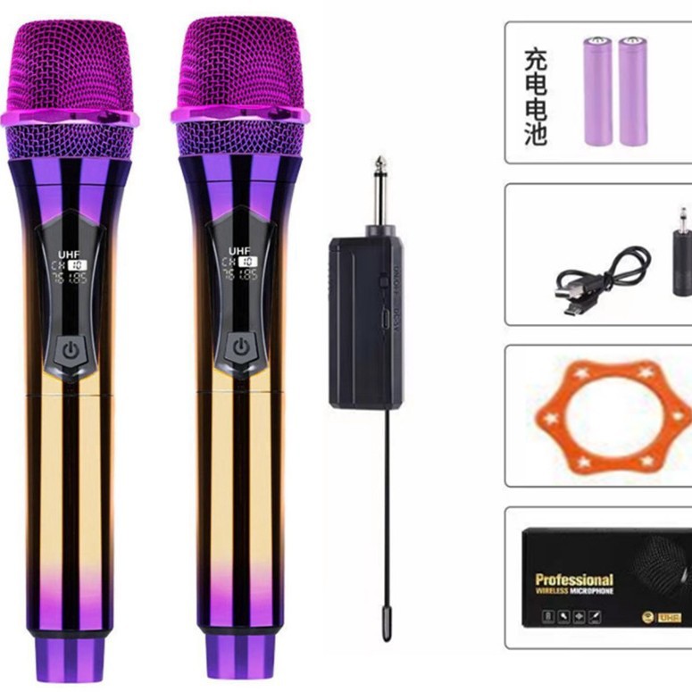 Cross-Border Wireless Microphone 108 Rechargeable One-To-Two Stage Home Ktv Outdoor Audio Performance Built-In Microphone