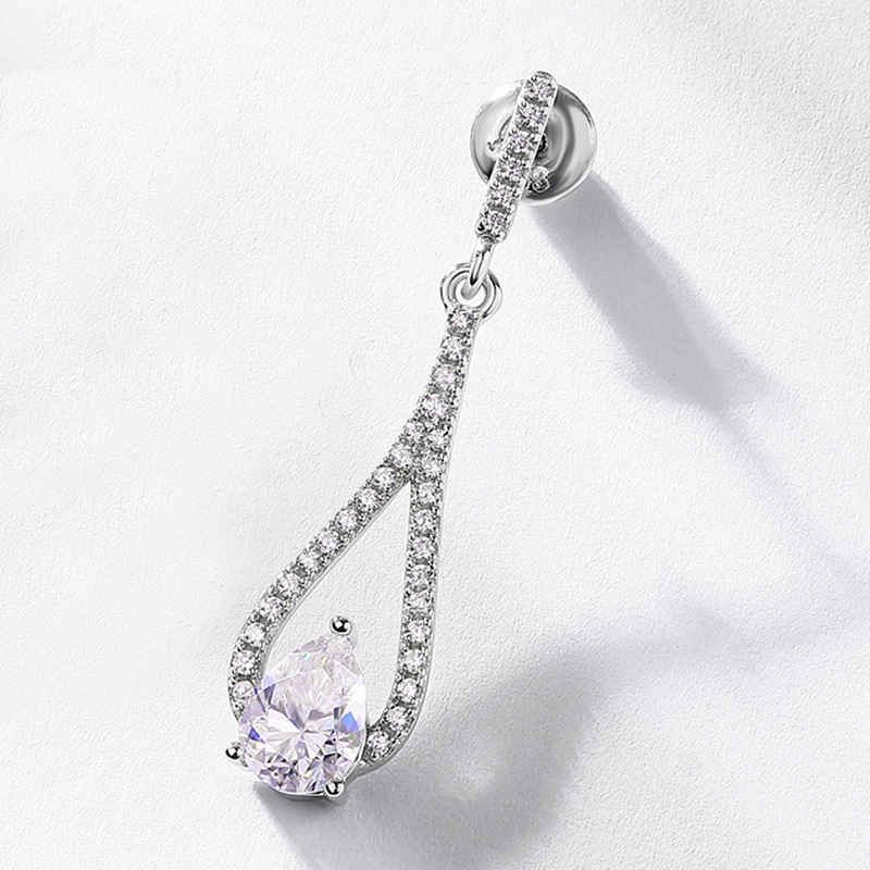 Cross-border especial S925 pendientes de plata moissanite Super brillante largo nicho alto sentido ins alto frío pendientes de estilo europeo y americano