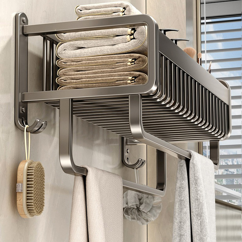 Nuoqing toallero baño toallero rack de almacenamiento de inodoro integrado espacio de aluminio rack hardware colgante pistola Gris