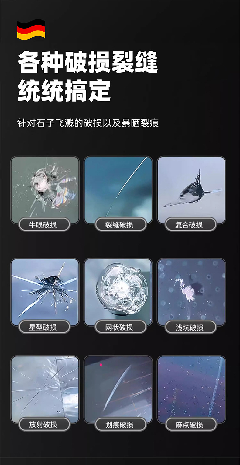 Suitable for Car Glass Crack Repair Liquid, Front Windshield Crack Repair Special Scratch Reducer, Crack-Free