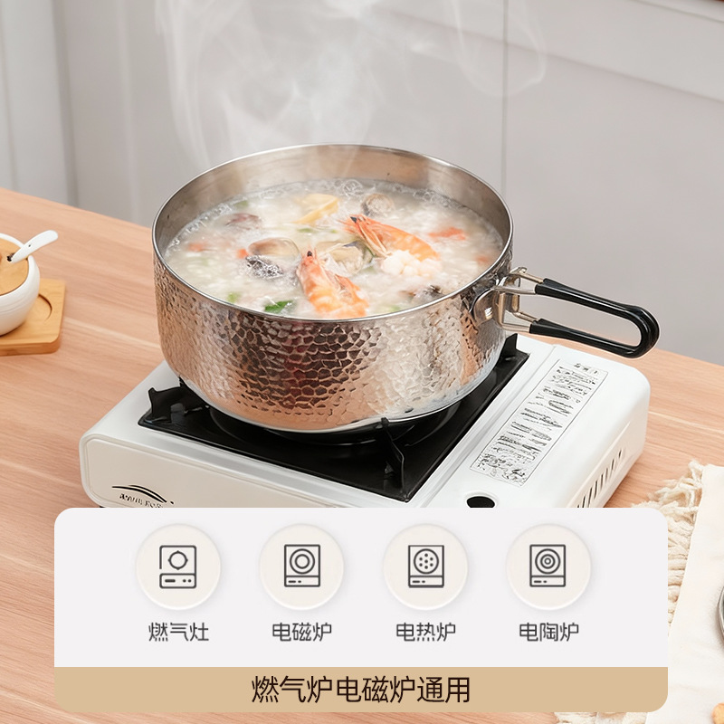 316 panela plegable de acero inoxidable martillo panela plegable camping picnic portátil engrosado sin recubrimiento panela de leche