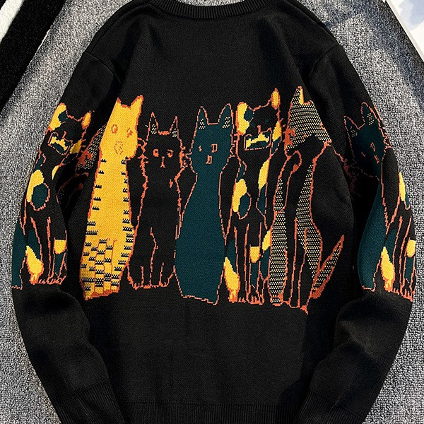 Slim-Fit Crewneck Sweater For Men – Trendy Knit Pullover With Jacquard Detail (S-2XL, Lightweight Polyester For Streetwear Styling)_voghion.com