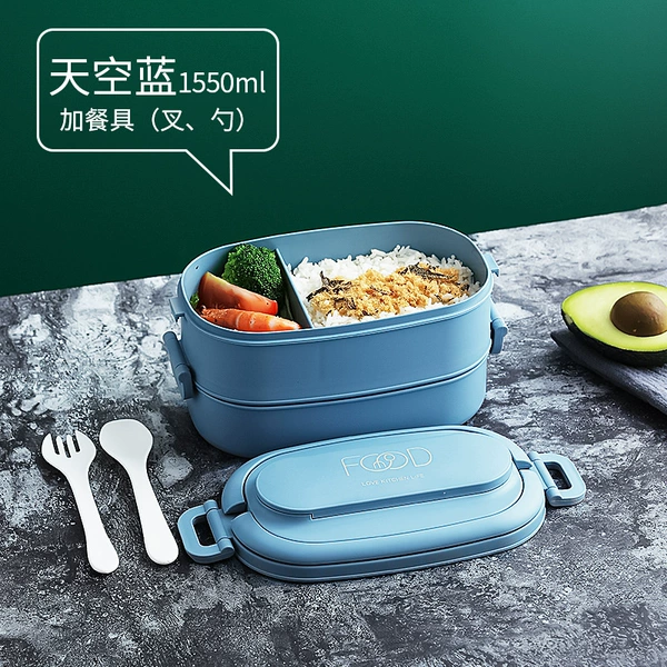 Double-layer Pull Rice Box-Sky Blue Free Shipping