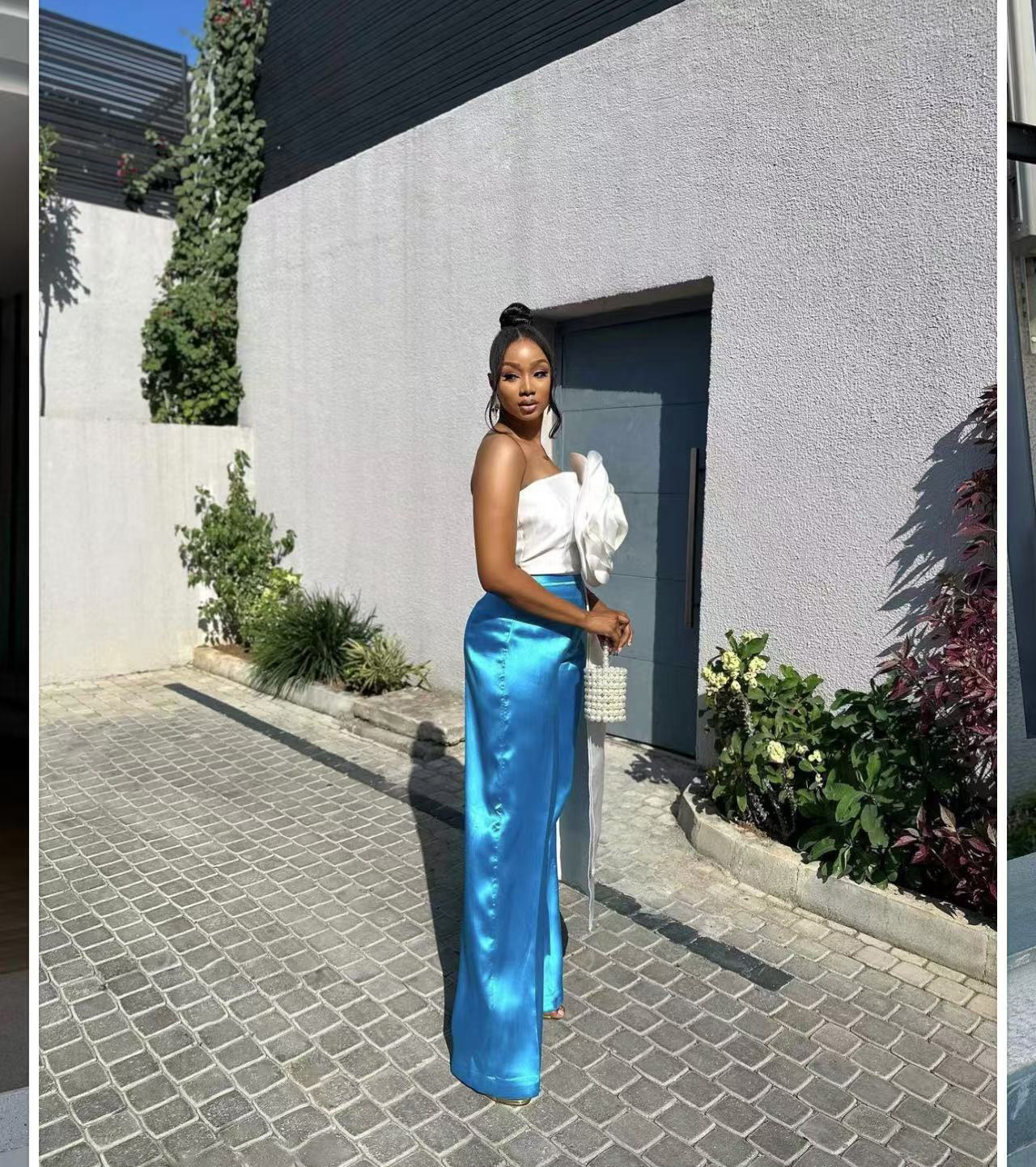 BKQU Chic Large 3D Flower Women's Vest Strapless Zipper Backless Crop Top 2025 Summer Asymmetrical Ribbon Sexy Elegant Party Top - view