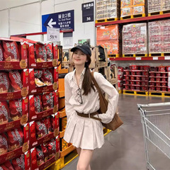 十三行女装秋の新作ストライプのシャツのワンピース