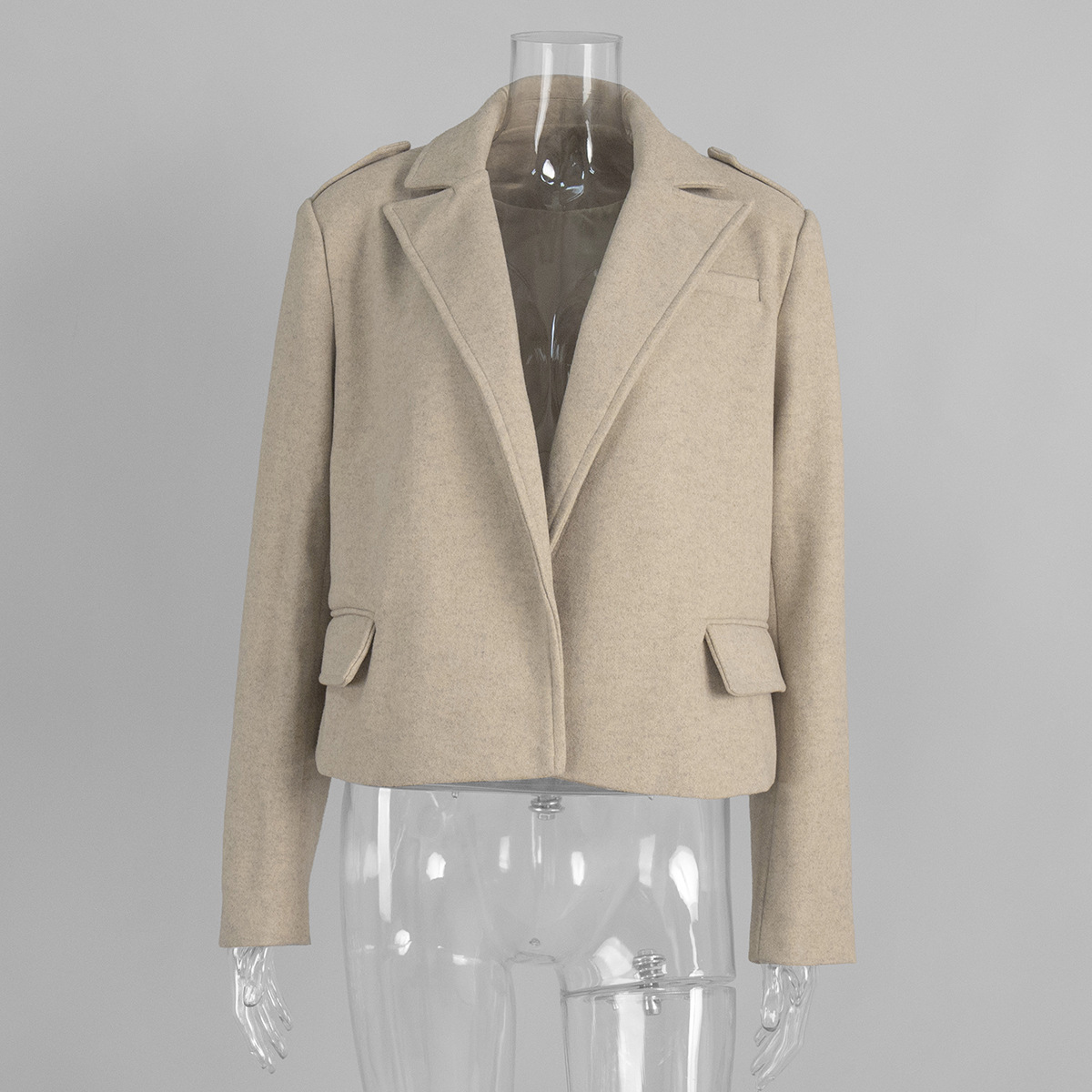 Abrigo de Lana Estilo Traje para Mujer de Poliéster, Nylon y Lana Corte Holgado de Manga Larga para Otoño e Invierno