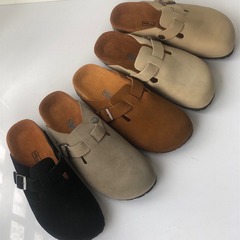 純原材料博肯羊毛氈包頭拖鞋女軟木腳床舒適勃肯鞋日系平底懶人鞋