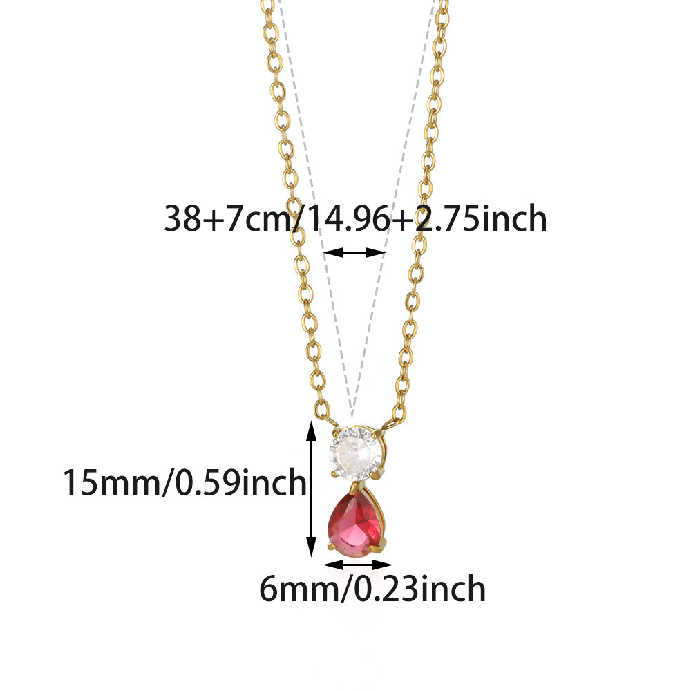 5g Weight 0.03µm-0.05µm Gold Plating Thickness PVD Coated Gold Plating Process Lobster Trigger Clasp Closure Clasp Closure Type Real Gold Plated Plating Material 304 Stainless Steel Pendant Material Birthstone Inlay Material Pendant Necklace Classification 304 Stainless Steel Chain Material cable chain Chain Type 1 Piece Quantity Holiday, Daily Occasion 304 Stainless Steel Material Water Droplets Pattern Women's Gender Vacation, Classic Style Style Waterproof Non Tarnish, Inlay Craft PVD Coated Real Gold Plated Water Droplets 304 Stainless Steel Vacation Classic Style Waterproof Non Tarnish 304 Stainless Steel Lobster Trigger Clasp Closure Pendant Necklace 17