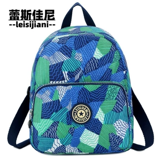 新款尼龙布双肩包女士印花小背包中年妈妈休闲旅行书包印制logo