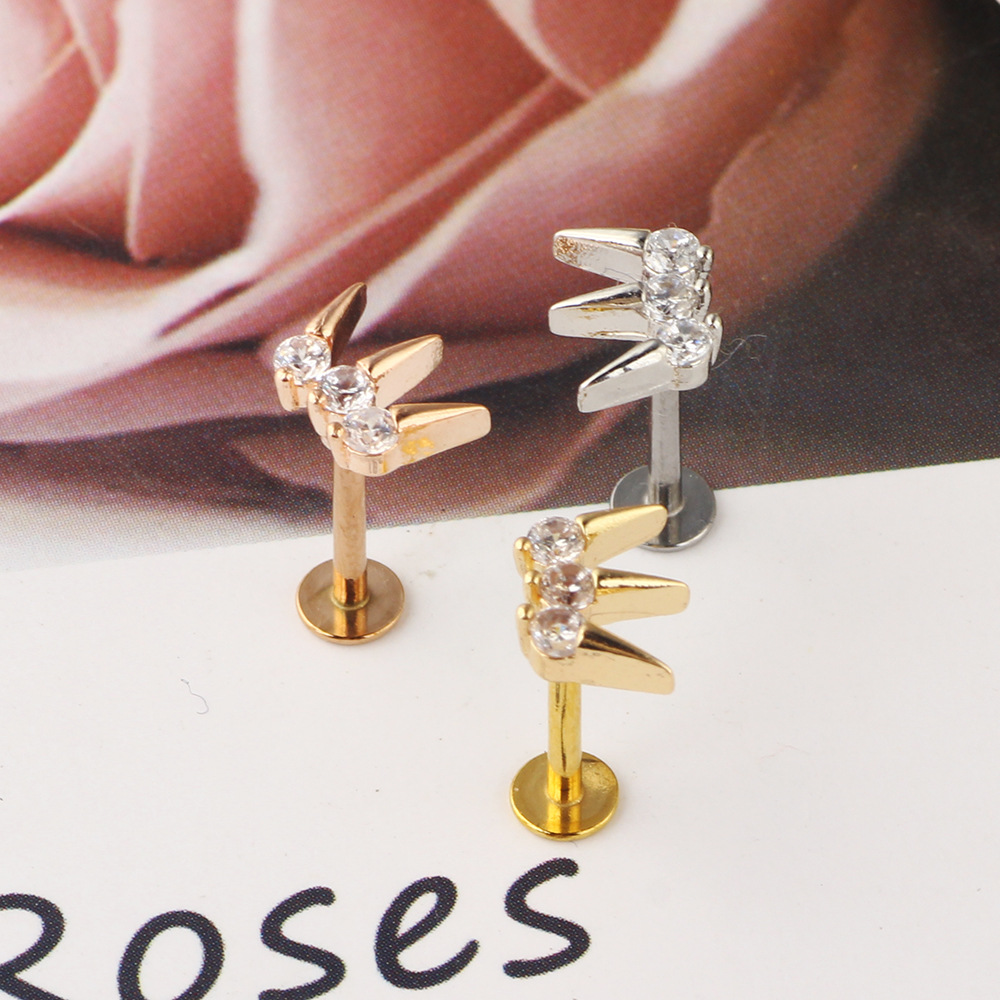 Simple Style Geometric Stainless Steel Zircon Ear Studs 1 Piece