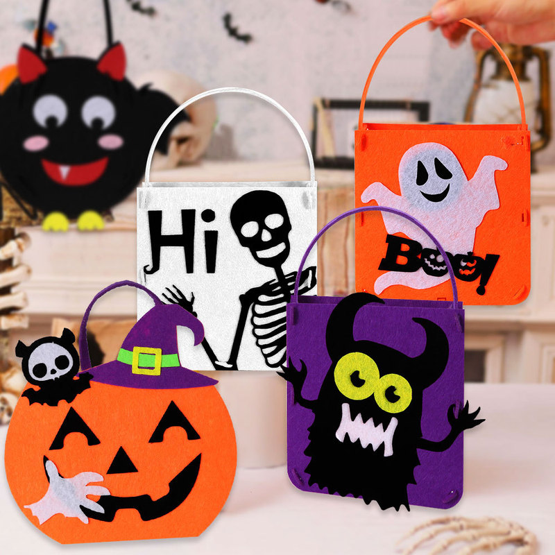 新しいハロウィン装飾ハンドバッグ子供のパーティーの雰囲気の装飾小道具ブーゴーストオレンジキャンディバッグ|undefined