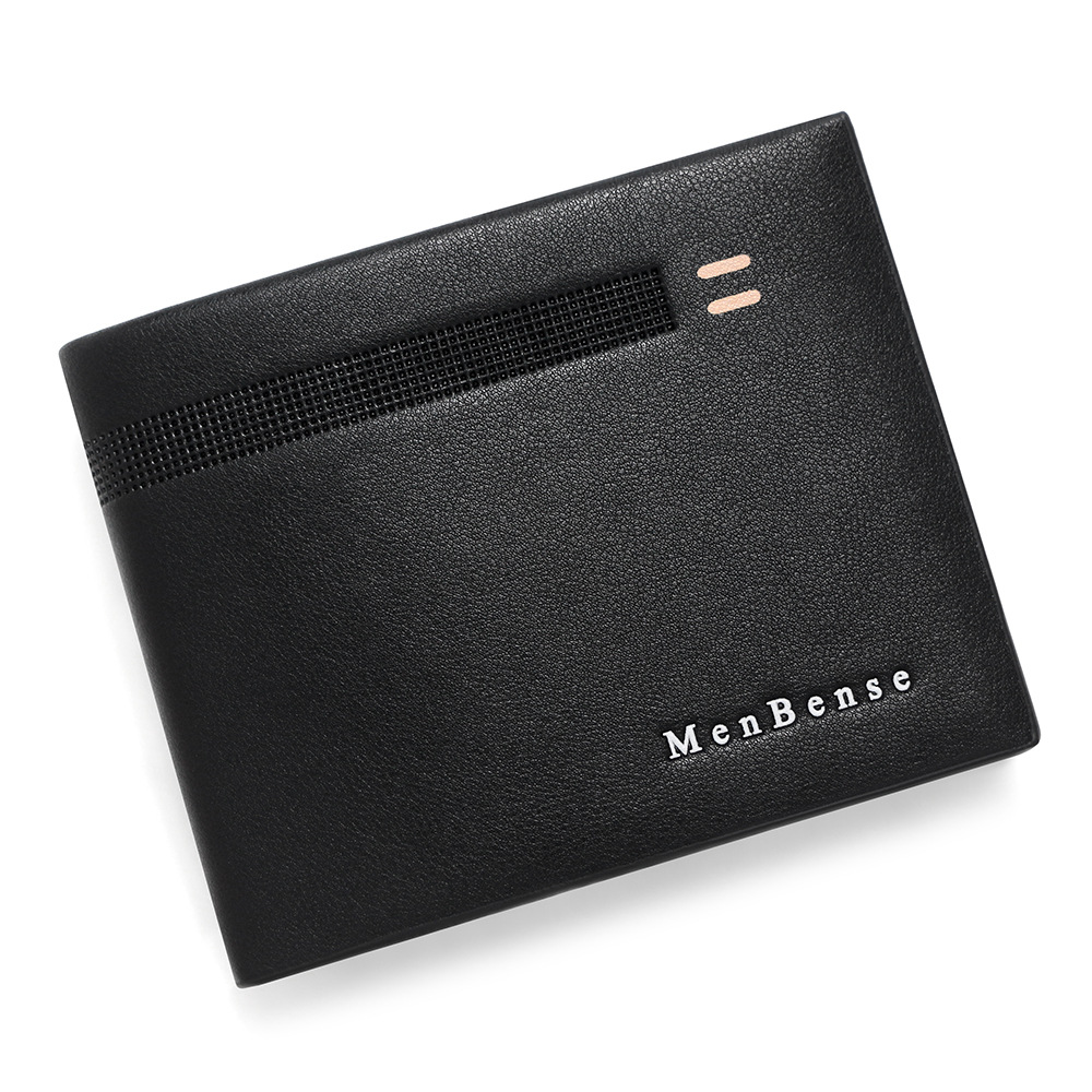 Nuevo tipo transfronterizo de cartera corta para hombres bisagra horizontal línea oscura bolsa de tres plegables cartera para hombres bolsa de cambio clip al por mayor