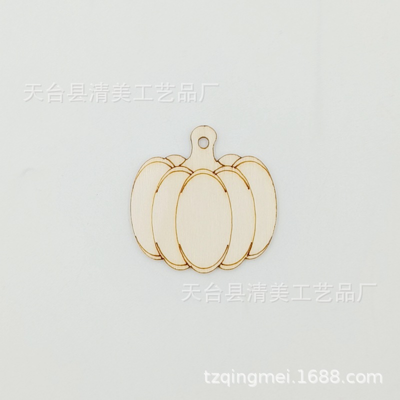 Halloween Acción de Gracias madera grabado calabaza hueco forma DIY madera artesanía decorativa 25 unids/bolsa con cuerda cáñamo