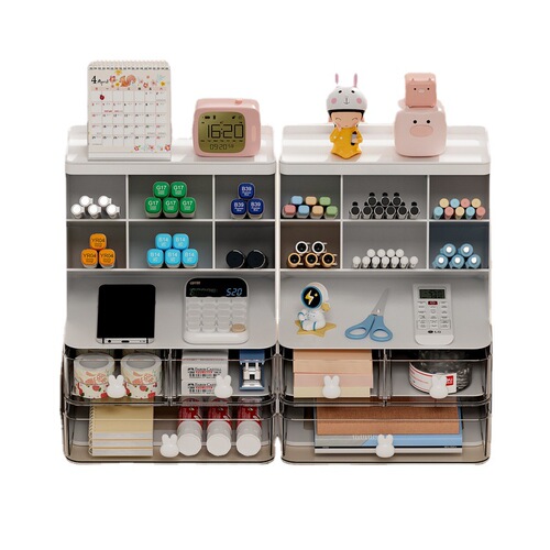 Desktop pen holder multifunctional office children's storage rack student desk organizer box storage box cute pen holder