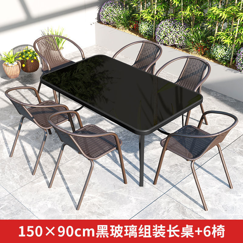 150 black long table + 6 chairs