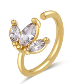 1 Pieza Anillos En La Nariz Estilo IG Brillante Geométrico Flor Mariposa Cobre Embutido Circón Anillos En La Nariz display picture 15