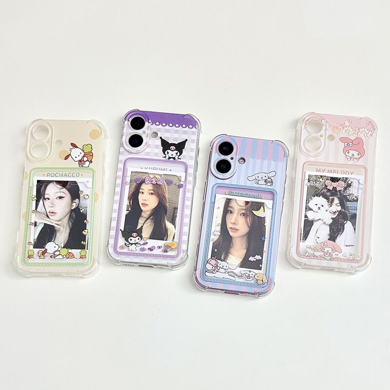 Cartoon Sanrio Card Holder Suitable for Apple 15Promax Mobile Phone Case 7 Classy 14 Can Hold Photos and Anti-Fall 12 11