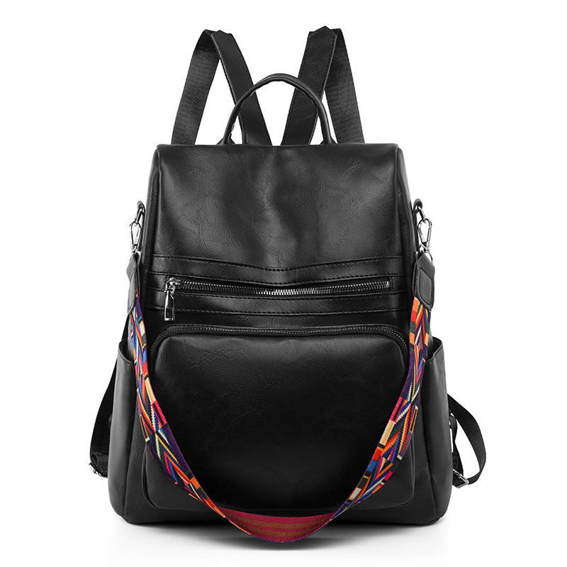 Comercio exterior al por mayor 2023 nueva mochila antirrobo para mujer PU moda hombro simple color sólido mochila de viaje de doble uso