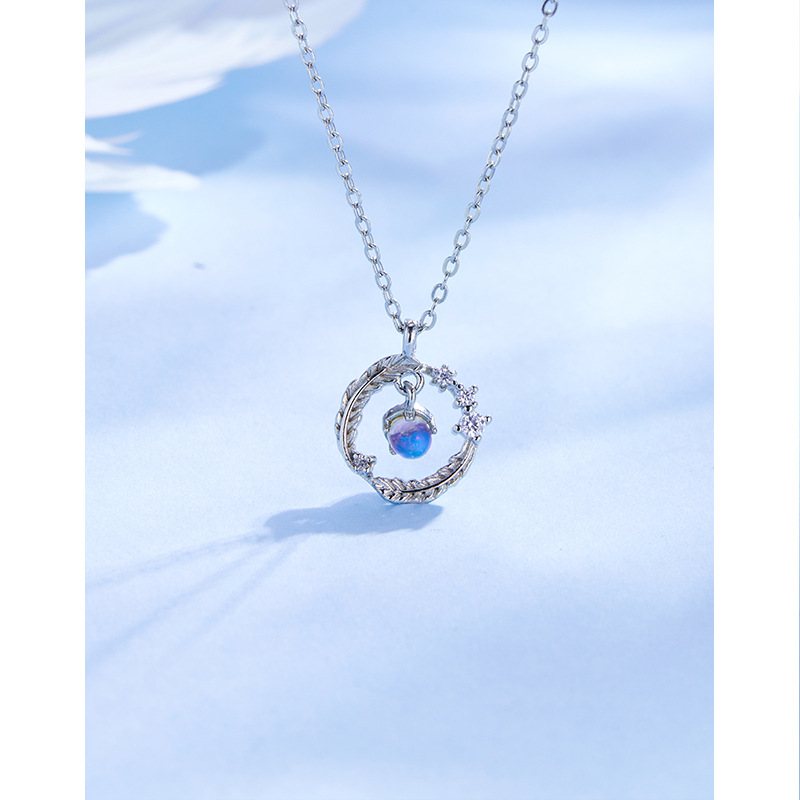 S925 plata esterlina collar de joyería las mujeres luz lujo simple diseño nicho sentido 2023 nueva pluma colgante cadena clavícula