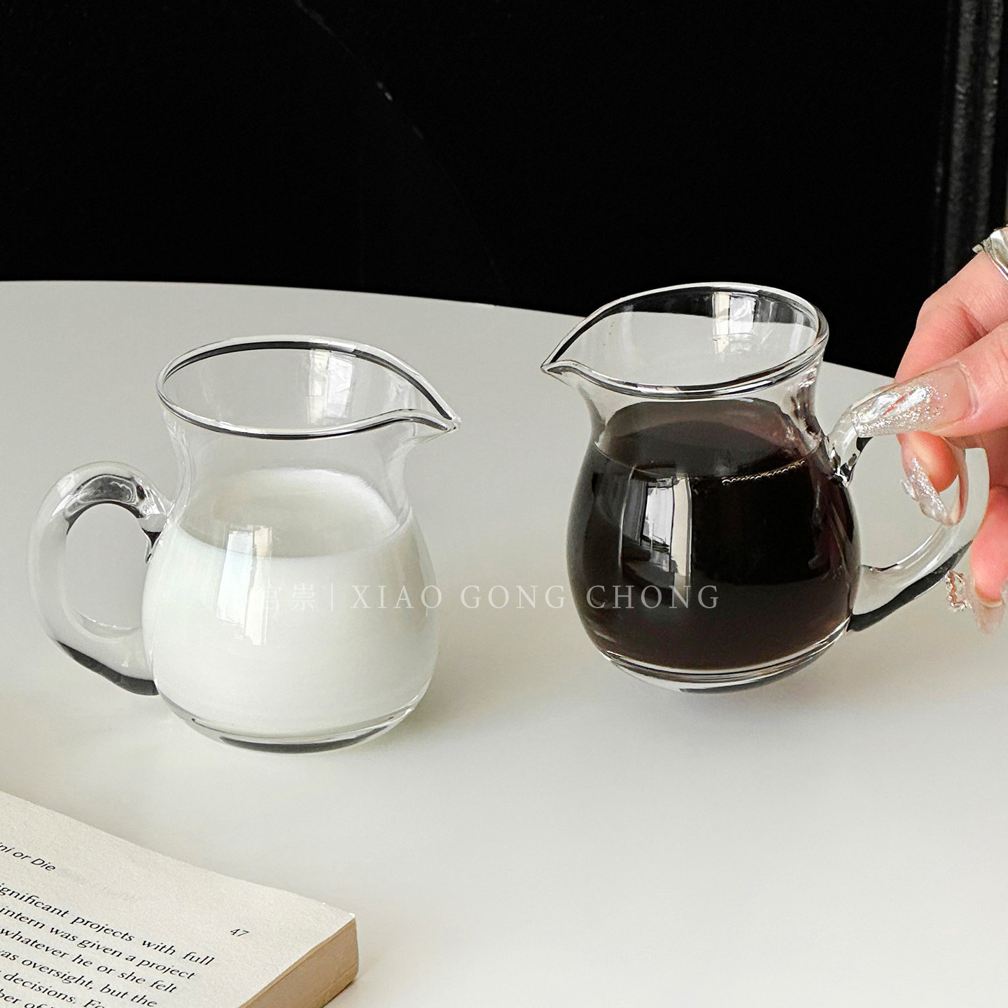 Ins-style small milk cup, glass mini milk jug, espresso cup, latte milk mini spouted milk jug cup