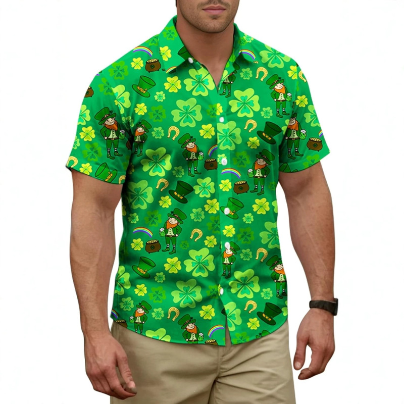 Yoimira Hawaiian Men's Shirt, Printed Men's Casual Short-Sleeve Button-Down Shirt Floral Aloha Shirt