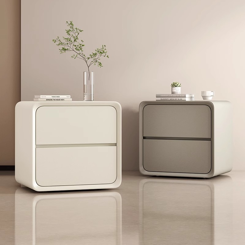 Mesa de cabecera simple y moderna dormitorio pequeño armario subred mesa de té roja crema estante de aire armario de almacenamiento