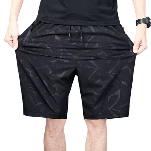 Summer ice silk shorts for men, loose casual casual pants, men's thin stretch sports pants, breathable and quick-drying beach pants
