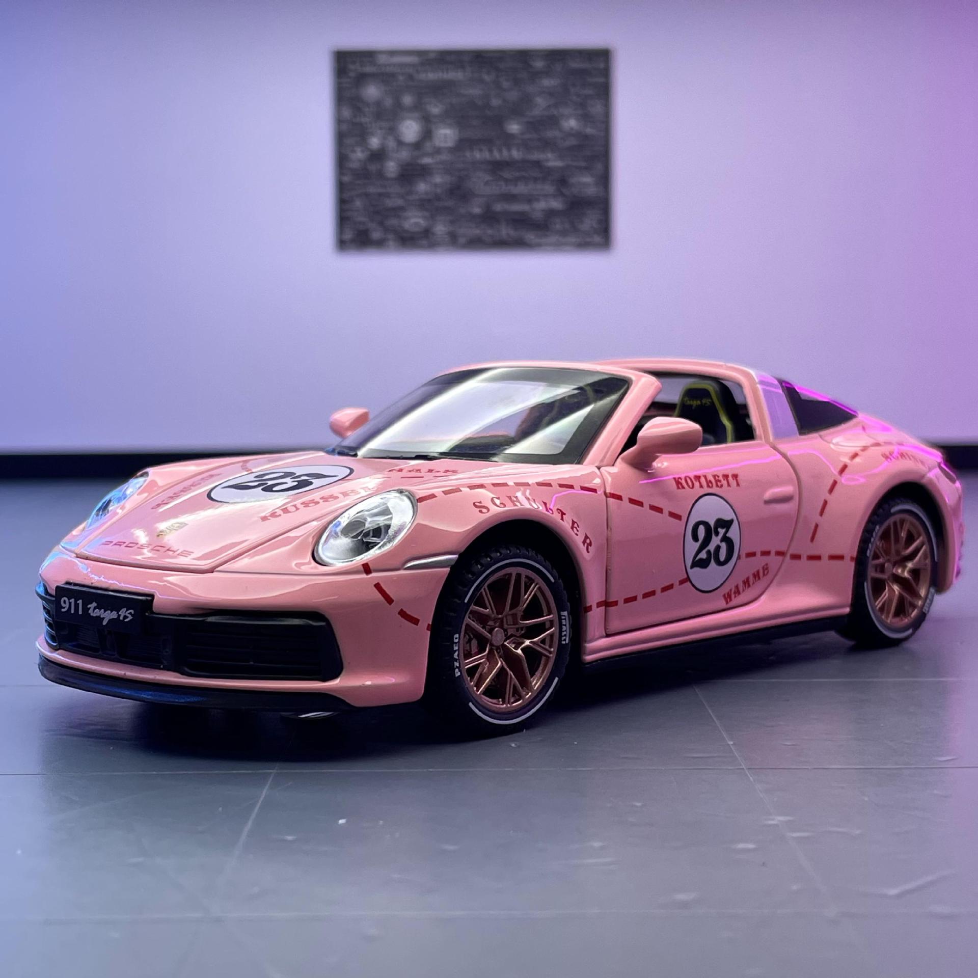 Xinao modelo de coche de aleación de simulación 911Targa4S convertible Tire hacia atrás coche deportivo de juguete de sonido y modelo de luz