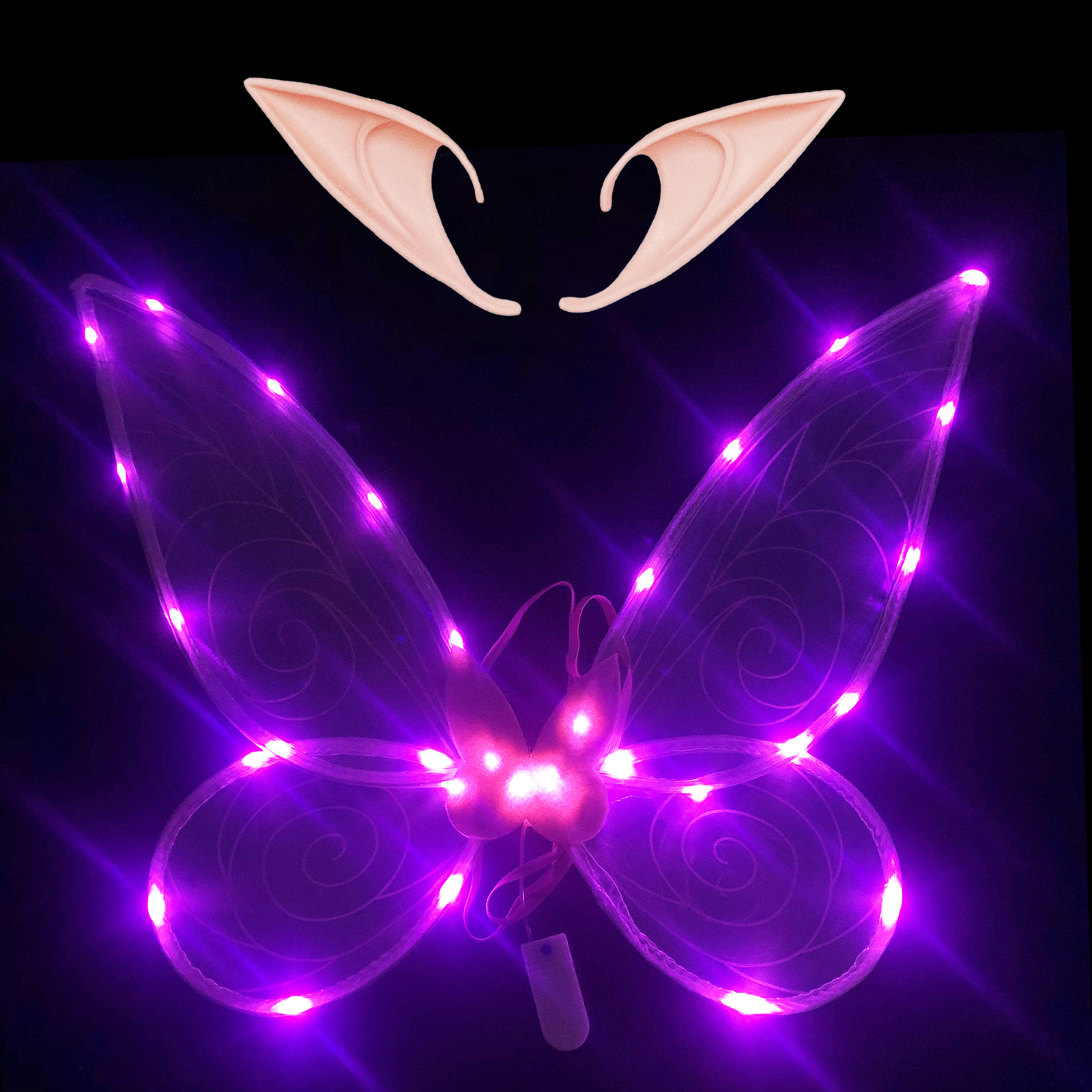 Navidad Nuevo estilo de emisión de luz ELF alas fiesta de vacaciones con flash mariposa Halloween accesorios de rendimiento para niños