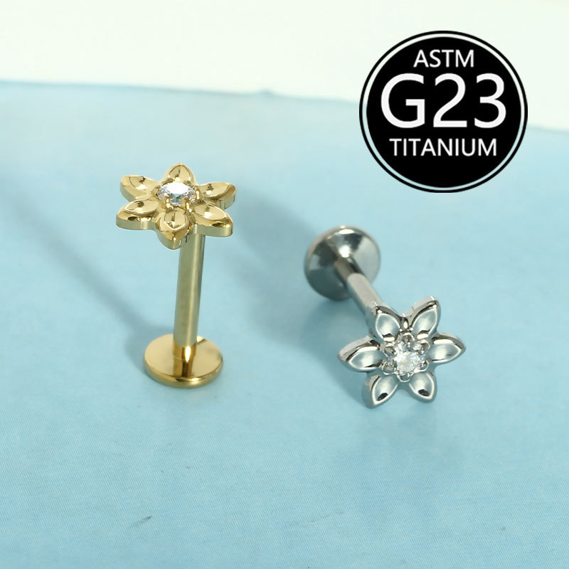 Labret piercing jewelry detail image